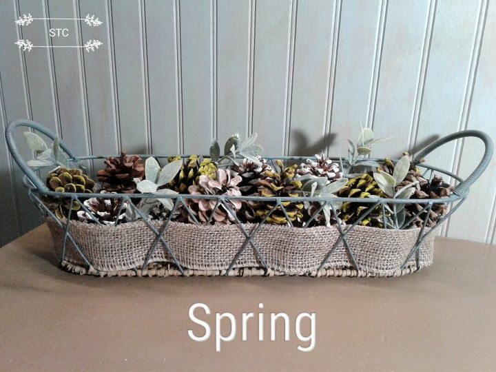 fast and easy seasonal decor with pine cones, Spring Look Basket