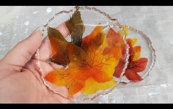  Porta-copos de resina DIY com folhas de loja de dólar