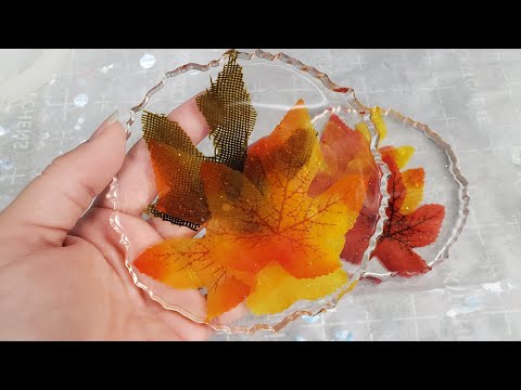 autumn maple leaf resin coasters