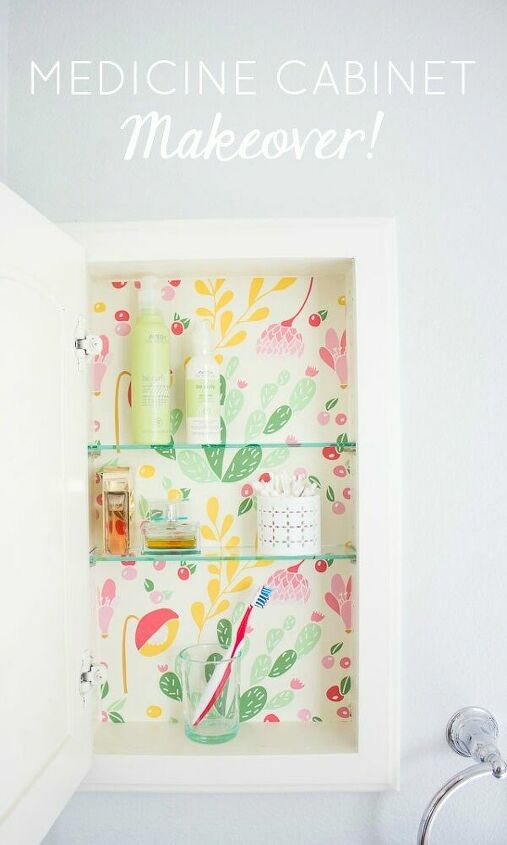 18 ways to transform your medicine cabinet from functional to fabulous, 12 Use Peel and Stick Wallpaper to Create This Pretty Look