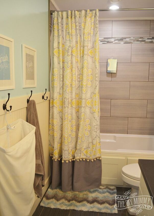 18 ways to revive your bathroom with stylish new shower curtains, 12 Create Extra Long Shower Curtains