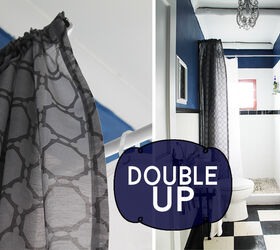 18 ways to revive your bathroom with stylish new shower curtains, 4 Hang a Fabric Curtain as a Covering