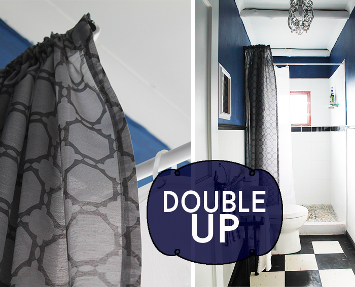 18 ways to revive your bathroom with stylish new shower curtains, 4 Hang a Fabric Curtain as a Covering