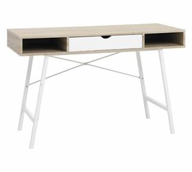 upgrading a big box store desk with hairpin legs, JYSK ABBETVED Desk White