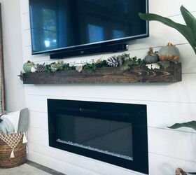 diy wood beam mantle, Decorated for Fall
