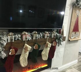 diy wood beam mantle, Wood mantle Decorated for Christmas
