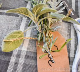 place card holders with fresh herbs