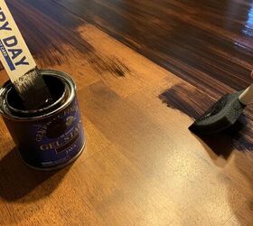 how to redo a dinning room table with gel stain, Applying first coat of gel stain