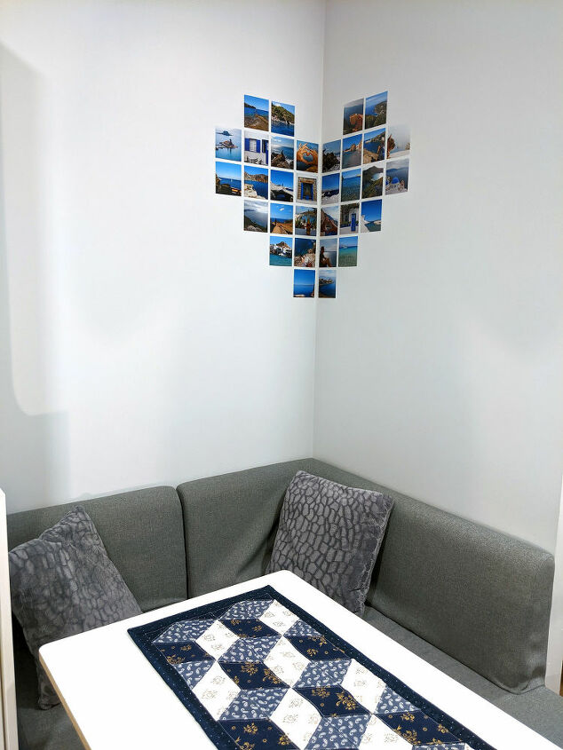 heart shaped wall photo collage