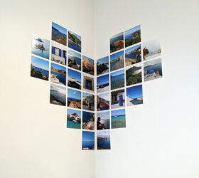 heart shaped wall photo collage