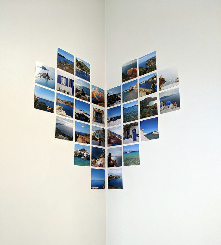 heart shaped wall photo collage