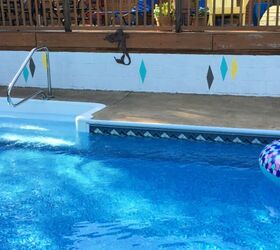 20 piscinas al aire libre que se han convertido en nuevas caractersticas del patio, 12 Salpicadura de color para la pared de ceniza de la piscina al aire libre