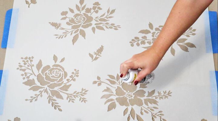 watercolor wallpaper hack using floral stencils