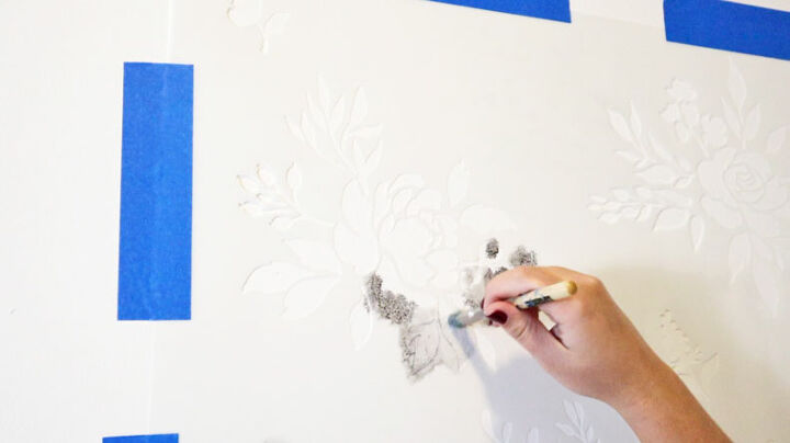 watercolor wallpaper hack using floral stencils