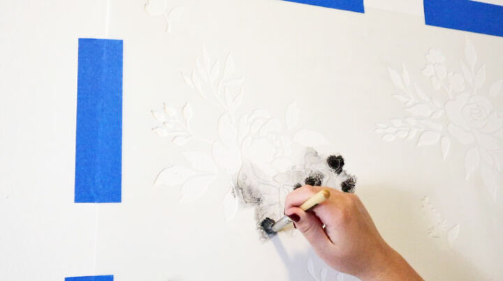 watercolor wallpaper hack using floral stencils