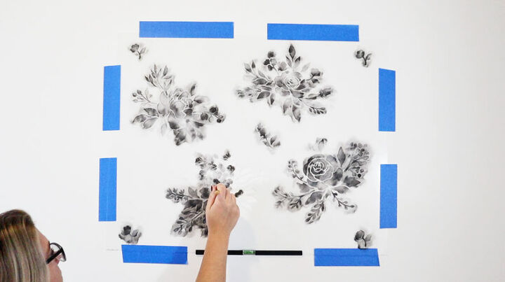 watercolor wallpaper hack using floral stencils