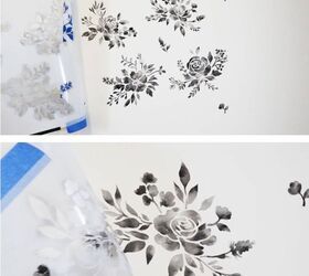 watercolor wallpaper hack using floral stencils