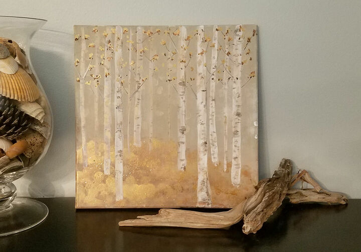 fall inspired birch trees canvas art