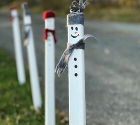 wood stake snowmen