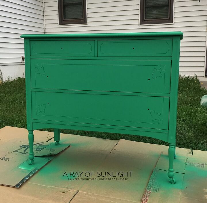green painted dresser