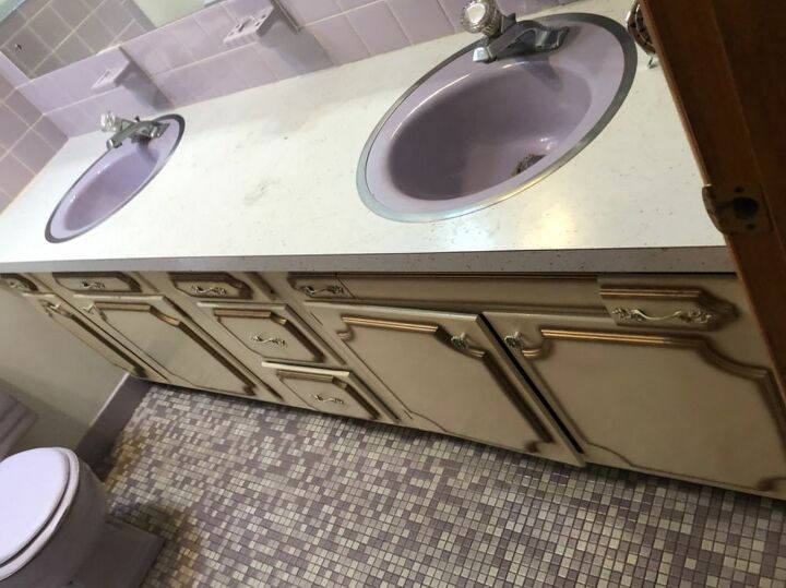 how can i make updates not remodeling to this lavender bathroom