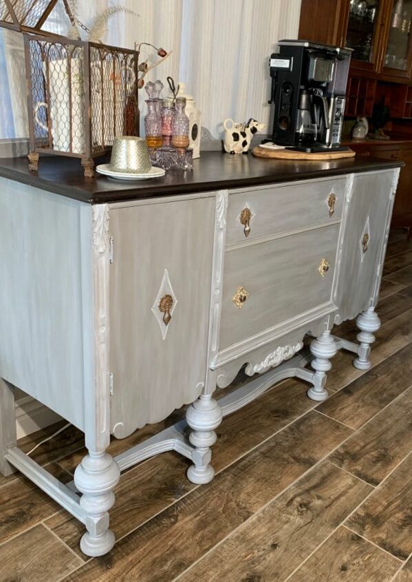 chalk painted buffet makeover, Finished