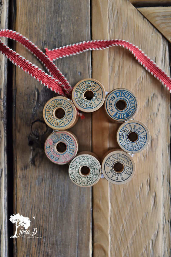 vintage thread spool mini wreath