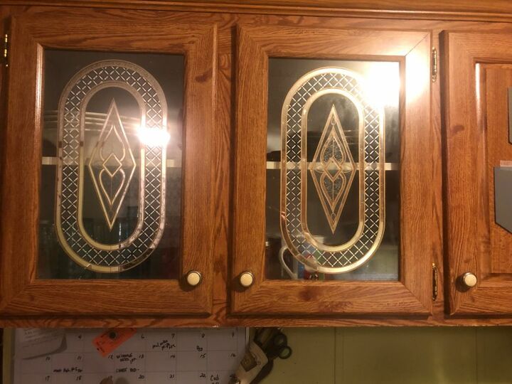 how do i update this glass insert on these mobile home cabinets