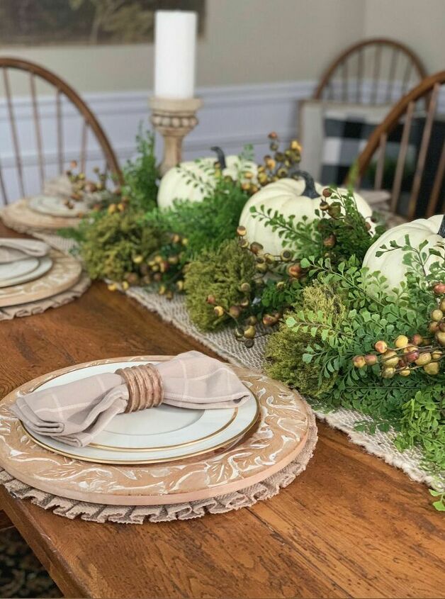 neutral fall tablescape ideas, Top each off with napkin and napkin ring
