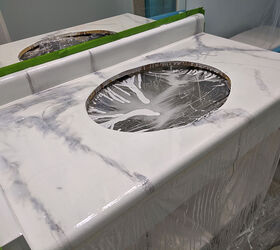 faux marble countertop using epoxy resin, Toned down