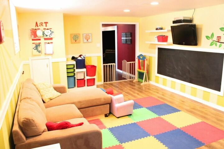 19 basement furniture ideas to transform your space, 16 Chalkboards Jigsaw Floors and More