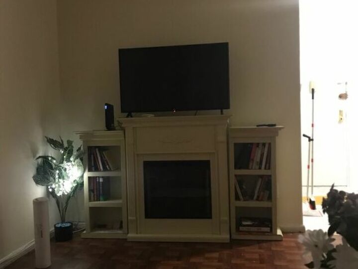 q paint an artificial fireplace with 2 adjoining book cases