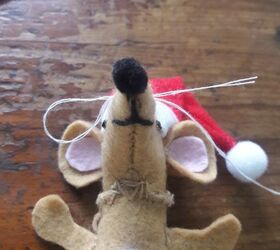 christmas mouse ornaments, Before cutting the whisker threads
