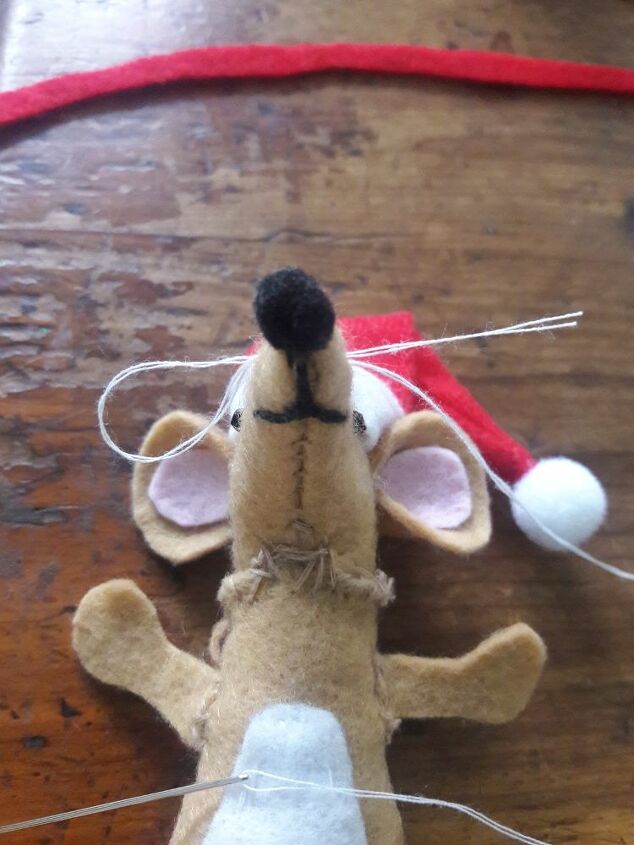 christmas mouse ornaments, Before cutting the whisker threads