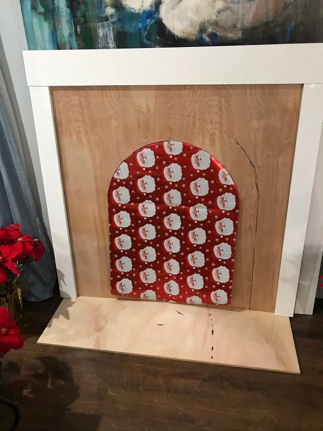 faux arched christmas fireplace