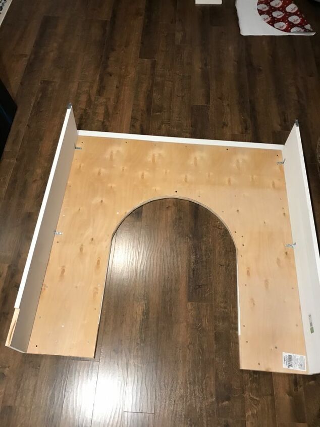 faux arched christmas fireplace