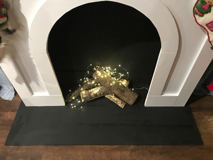 faux arched christmas fireplace