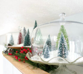Christmas Terrarium With Bottle Brush Christmas Trees