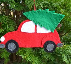 s 25 unconventional christmas ornament ideas for 2019, Christmas car felt ornament