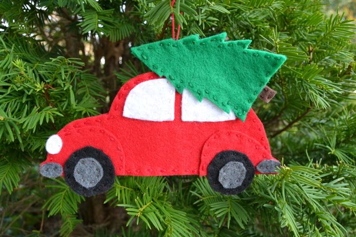 s 25 unconventional christmas ornament ideas for 2019, Christmas car felt ornament