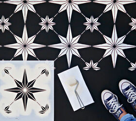 faux designer tile with geometric tile stencils