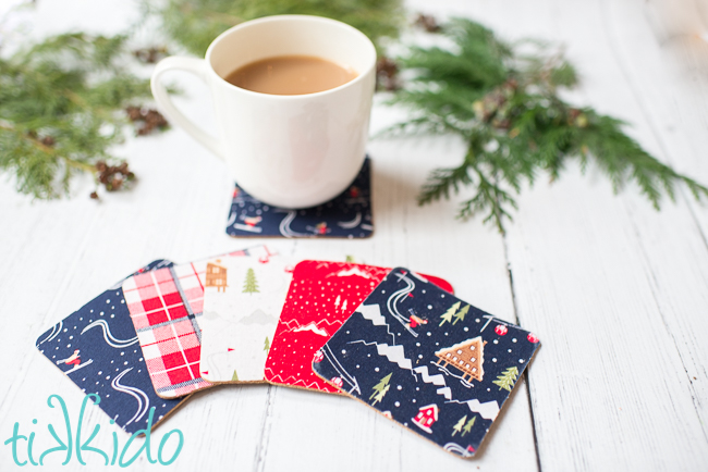 easy fabric and cork coasters