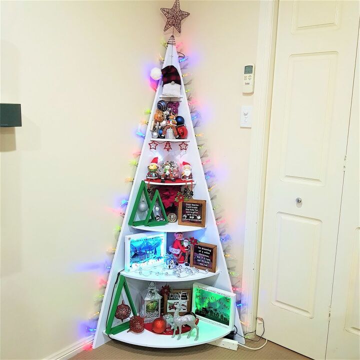 how to make a corner christmas tree shelf