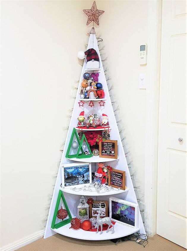 how to make a corner christmas tree shelf