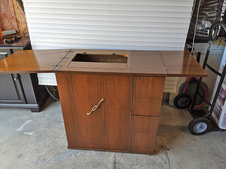 old sewing cabinet gets re purposed