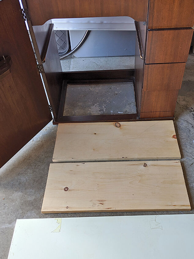 old sewing cabinet gets re purposed, Materials for my shelves