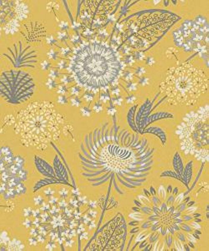 q we have decorated with a strong mustared and grey wallpaper which