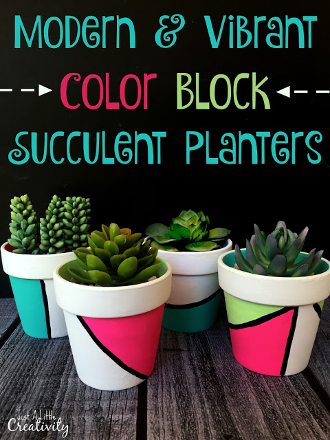 how to paint terra cotta pots with a modern color block design