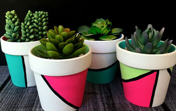 Como pintar vasos de terracota com um design moderno de blocos de cores