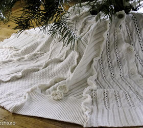 s 17 ways people are repurposing items to make christmas decor, Sweater Tree Skirt